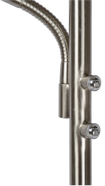 Lucide ZENITH LED podna lampa, krom, 2 svjetla, visina 180 cm, metal, prigušiva, prigušiva, Krom, Dnevni boravak/blagovaonica, Metal, Svjetlo za čitanje