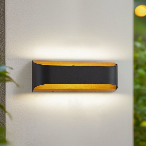 Lindby LED vanjska zidna svjetiljka Lenore, crna, metalna, 36,5 cm, Crno, Aluminij