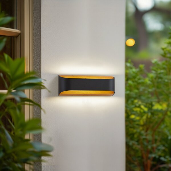 Lindby LED vanjska zidna svjetiljka Lenore, crna, metalna, 36,5 cm, Crno, Aluminij