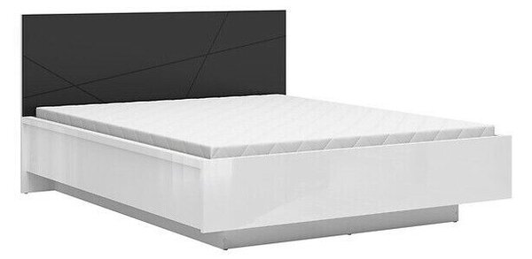 Krevet Boston CE122 Sjajno bijela + Mat crna Bračni, Bijela, 160x200, Laminirani iveral, Basi a doghePodnice za krevet, 170x206x99cm