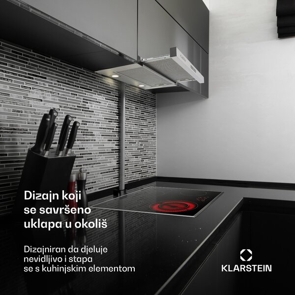 Klarstein Vinea ugradbena napa, ravna konstrukcija, 60 cm, srebrna