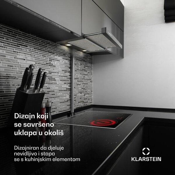 Klarstein Vinea ugradbena napa, ravna konstrukcija, 60 cm, crna boja