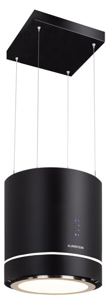 Klarstein Tron Ambience otočna kuhinjska napa, Ø 38 cm, recirkulacija 521 m³/h, LED, crna