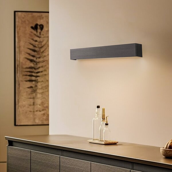 Nowodvorski Lighting Zidna svjetiljka ravna S, 62 cm, crna, Crno, Dnevni boravak/blagovaonica, Metal, Zidni kvadrat
