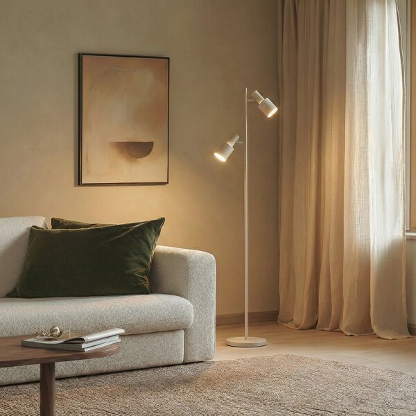 Lindby podna lampa Ovelia, bež, metal, E27, Dnevni boravak/blagovaonica, Metal