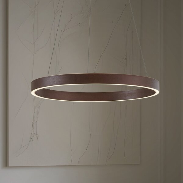 Lucande Yonam LED viseća svjetiljka, Ø 60 cm, 1 žarulja, smeđa, CCT, prigušiva, Smeđa / hrđa, Dnevni boravak/blagovaonica, Metal