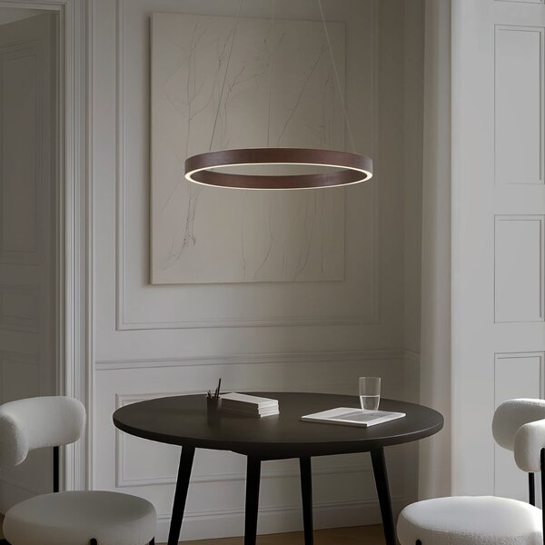 Lucande Yonam LED viseća svjetiljka, Ø 60 cm, 1 žarulja, smeđa, CCT, prigušiva, Smeđa / hrđa, Dnevni boravak/blagovaonica, Metal