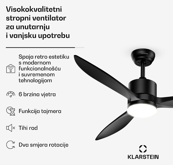 Klarstein SkyBreeze inteligentni stropni ventilator sa svjetlom | 132 cm | 27 W | Tih | LED | Drvo