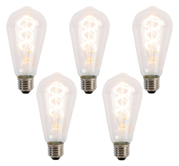 Set od 5 E27 LED spiralnih žarulja sa žarnom niti ST64 5W 400 lm 2200K