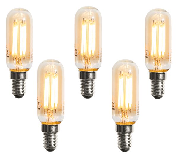 Set od 5 E14 prigušivih LED žarulja zlatne T25 4W 300 lm 2200K