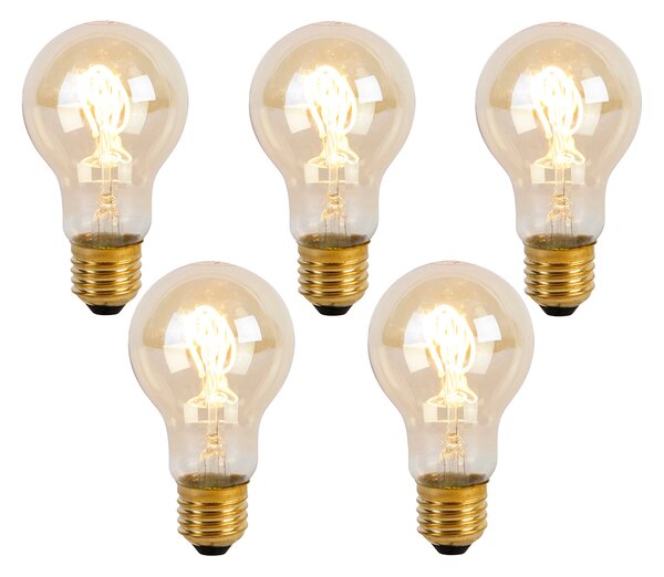 Set od 5 LED spiralnih žarulja s filamentom E27 A60 Goldline 2W 150lm 2200K