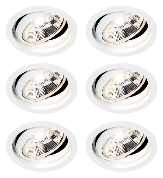 Set od 6 Moderno ugradbeno spotno bijelo podesivo - Chuck 111