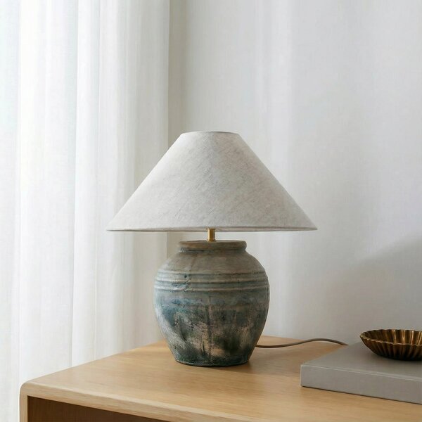 Lucande stolna lampa Thalorin, visina 46 cm, siva, keramička, Sivo, Dnevni boravak/blagovaonica, Keramika