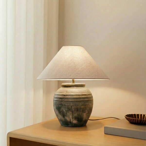 Lucande stolna lampa Thalorin, visina 46 cm, siva, keramička, Sivo, Dnevni boravak/blagovaonica, Keramika