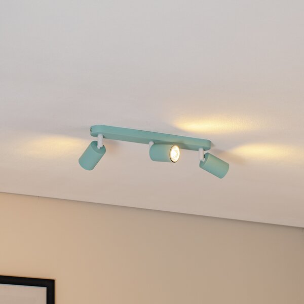 TK Lighting Stropni reflektor Livia, mint zelena, 52 cm, 3 žarulje, metal, GU10, prigušiva, Zelena, rasadnik, Metal