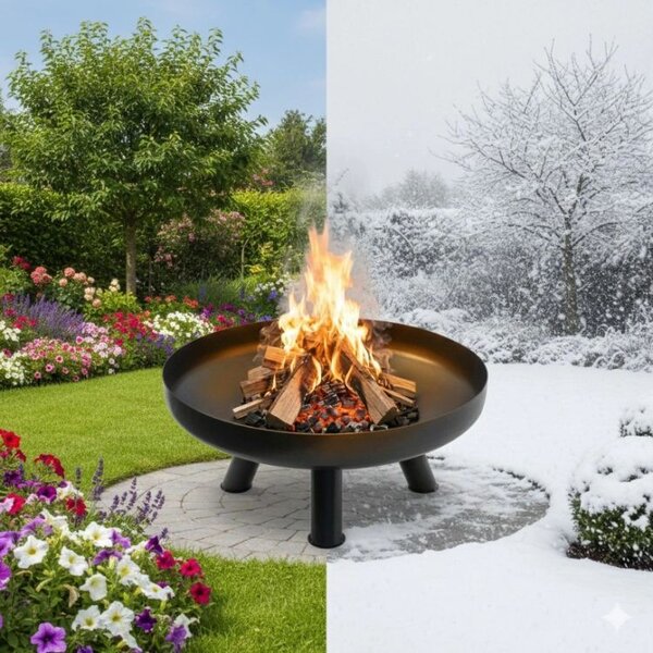 Vrtni kamin od lijevanog željeza 60 cm - kamin na drva s visokim nogama