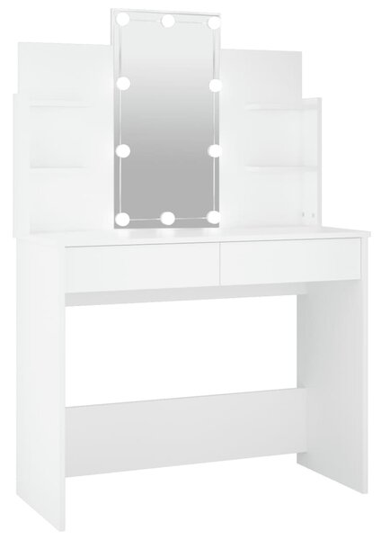 VidaXL Toaletni stolić s LED svjetlima bijeli 96x40x142 cm