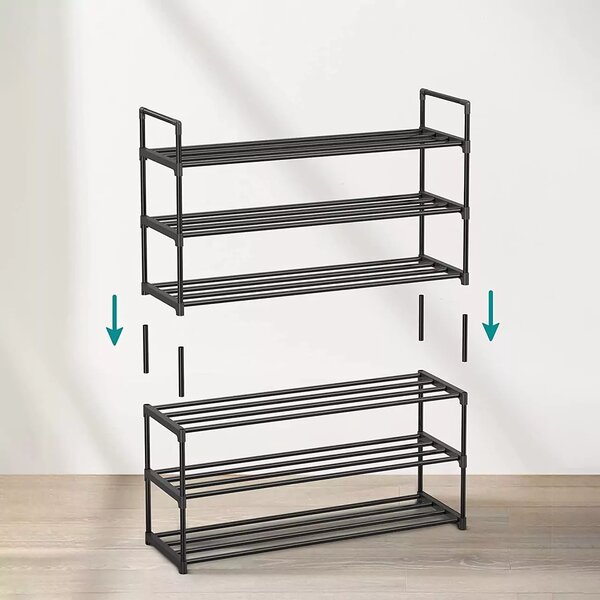 Metalna polica za cipele SHOEN 92x30x54 cm crna