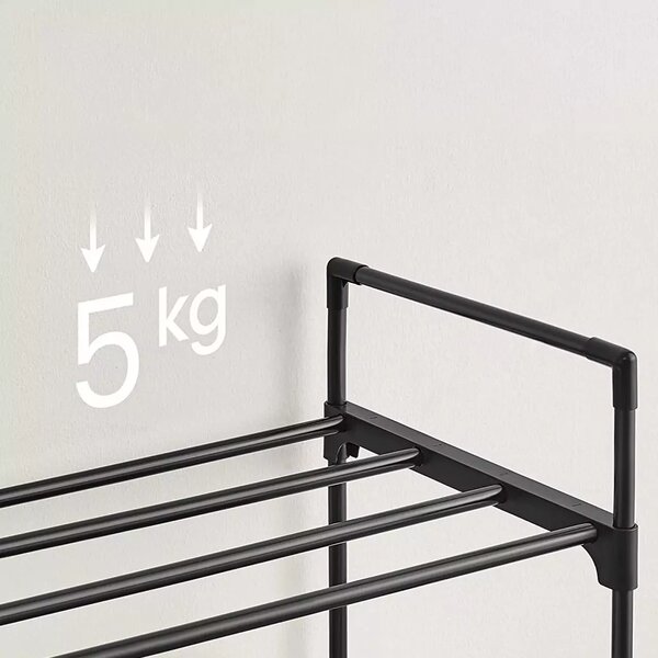 Metalna polica za cipele SHOEN 92x30x54 cm crna