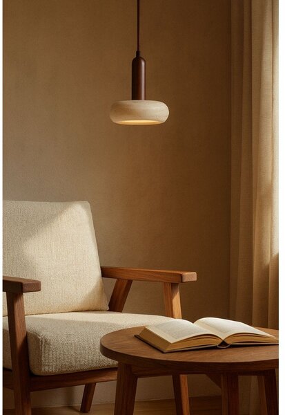 Smeđa/bež LED viseća svjetiljka s kamenim sjenilom ø 15 cm Karo – Opviq lights