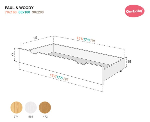 Ourbaby® Paul prirodni 180x80 cm