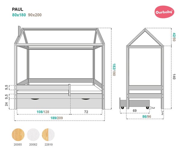 Ourbaby® Paul prirodni 180x80 cm