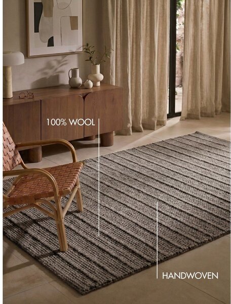 Tamno sivi/tamno smeđi ručno rađen vunen tepih 80x150 cm Camden Parker – Ted Baker