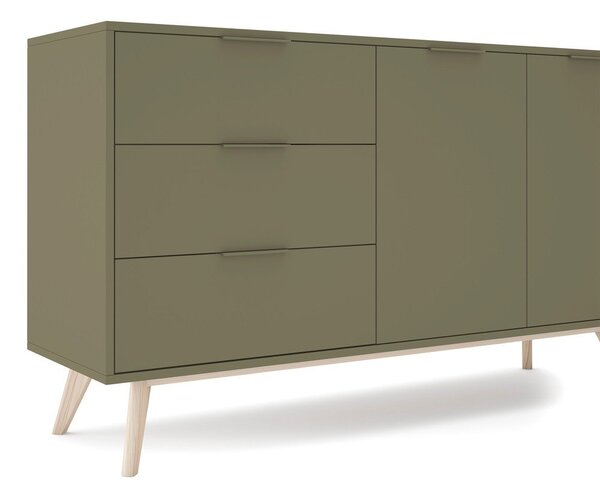 Zelena komoda u mat dekoru 140x81x40 cm Campus – Marckeric