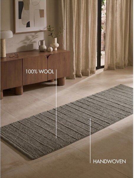 Tamno siva/tamno smeđa ručno rađena vunena staza 80x250 cm Camden Parker – Ted Baker
