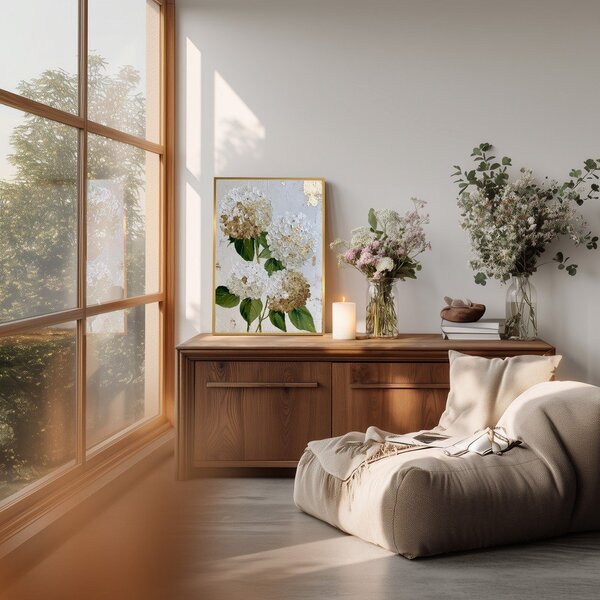 Tiskana slika s okvirom 60x90 cm Hydrangea – Styler