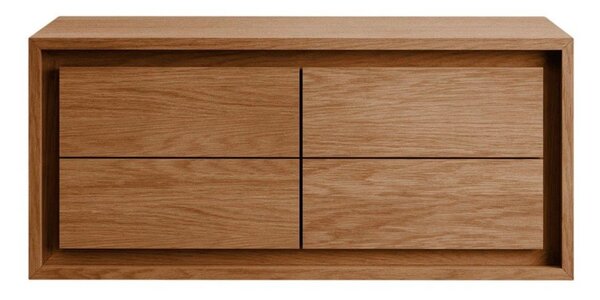 Smeđi zidni ormarić za ispod umivaonika od masivne tikovine 90x40 cm Kenta – Kave Home