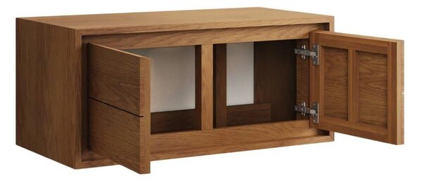 Smeđi zidni ormarić za ispod umivaonika od masivne tikovine 90x40 cm Kenta – Kave Home