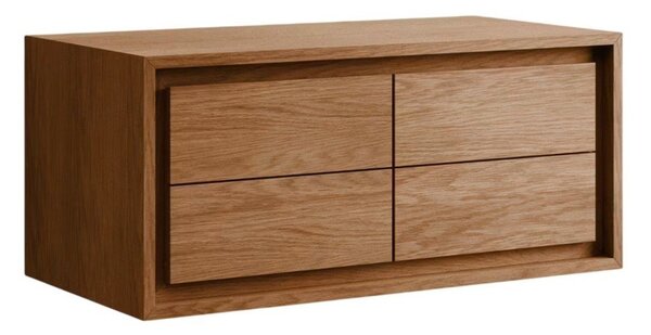 Smeđi zidni ormarić za ispod umivaonika od masivne tikovine 90x40 cm Kenta – Kave Home