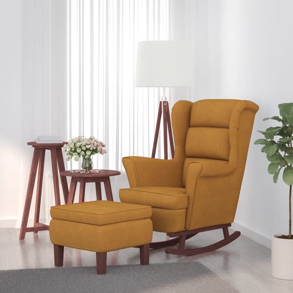 VidaXL Stolica za ljuljanje s drvenim nogama i stolcem smeđi baršun