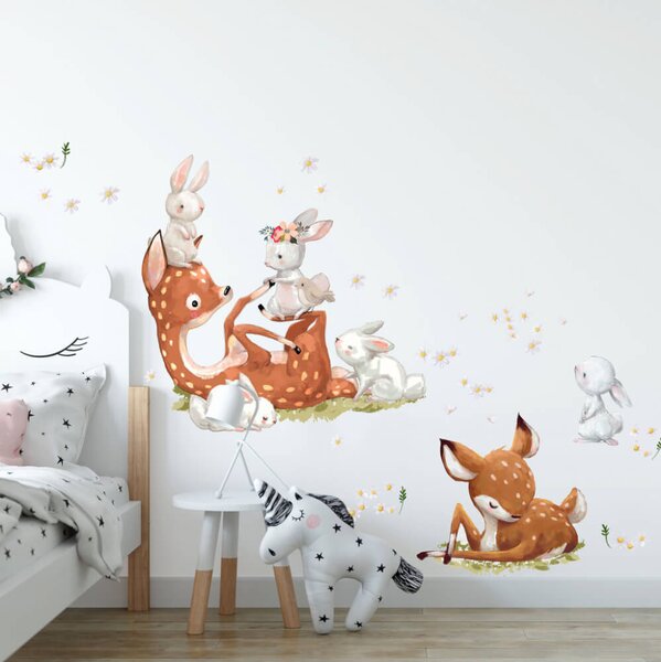 Naljepnice za djecu - srna sa zečićima