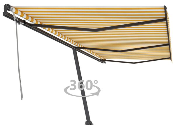 VidaXL Samostojeća tenda na ručno uvlačenje 600 x 350 cm žuto-bijela
