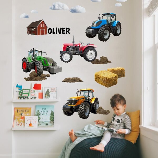 Naljepnica za Zid za Dječake - Traktori s Imenom
