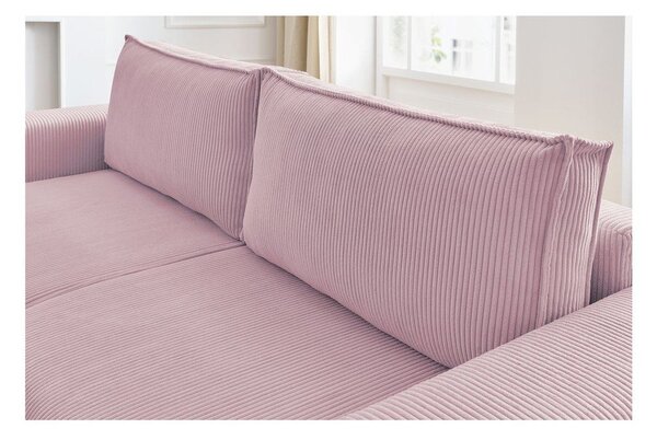 Svijetlo ružičasta sklopiva sofa od samta 245 cm Nihad – Bobochic Paris