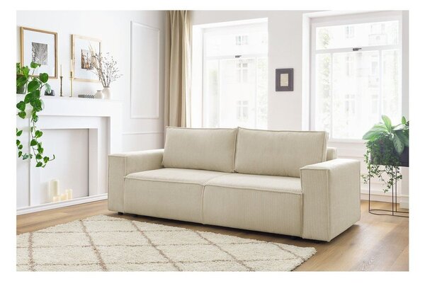 Bež sklopiva sofa od samta 245 cm Nihad – Bobochic Paris