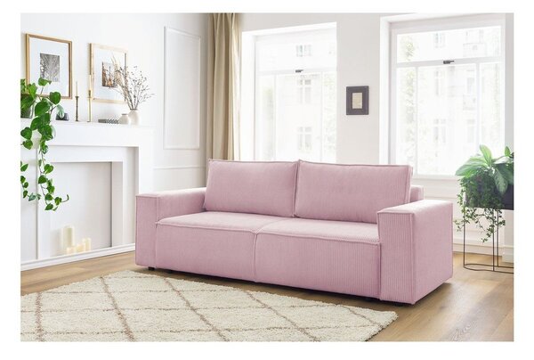 Svijetlo ružičasta sklopiva sofa od samta 245 cm Nihad – Bobochic Paris