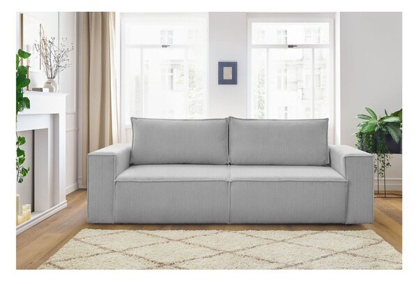 Svijetlo siva sklopiva sofa od samta 245 cm Nihad – Bobochic Paris