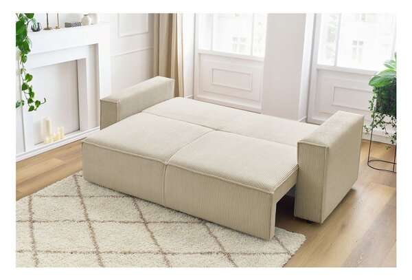 Bež sklopiva sofa od samta 245 cm Nihad – Bobochic Paris