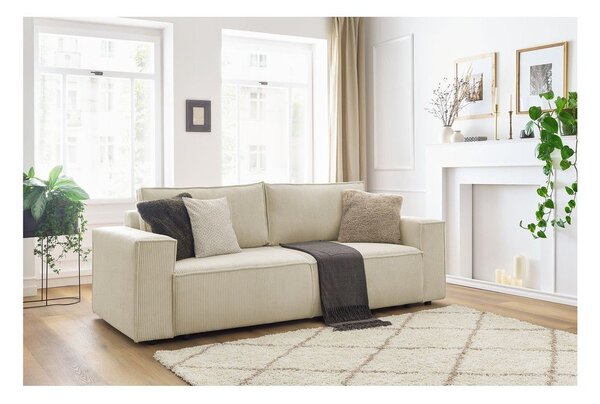 Bež sklopiva sofa od samta 245 cm Nihad – Bobochic Paris