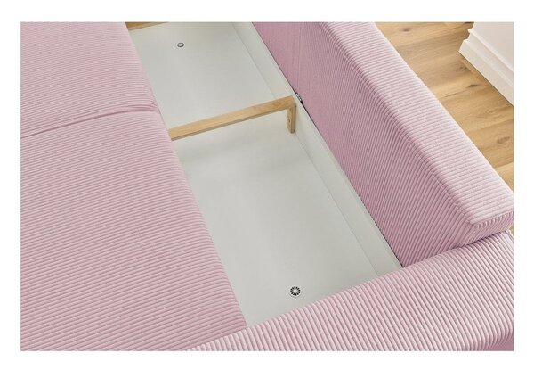Svijetlo ružičasta sklopiva sofa od samta 245 cm Nihad – Bobochic Paris