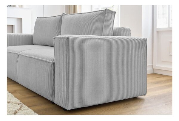 Svijetlo siva sklopiva sofa od samta 245 cm Nihad – Bobochic Paris