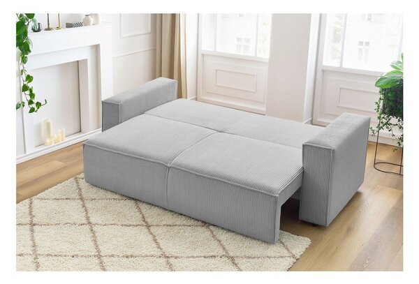 Svijetlo siva sklopiva sofa od samta 245 cm Nihad – Bobochic Paris