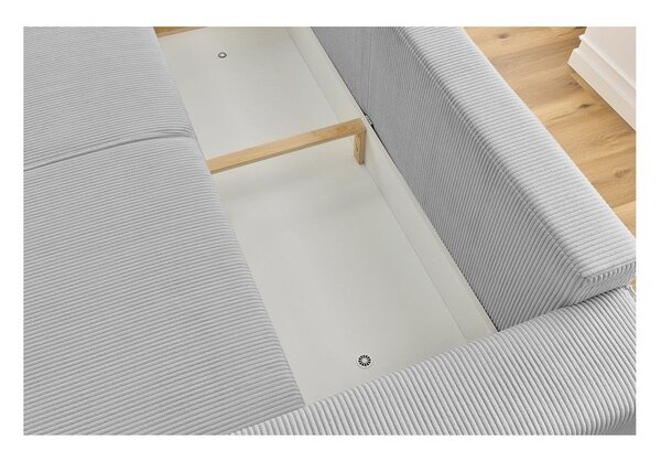 Svijetlo siva sklopiva sofa od samta 245 cm Nihad – Bobochic Paris