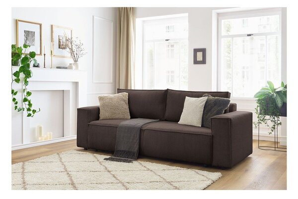 Smeđe-siva sklopiva sofa od samta 245 cm Nihad – Bobochic Paris