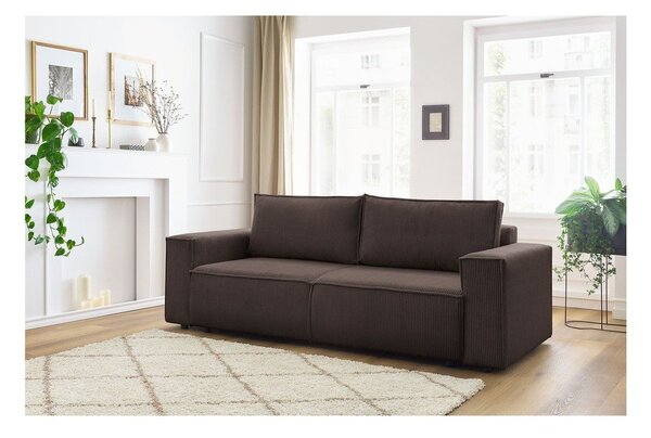 Smeđe-siva sklopiva sofa od samta 245 cm Nihad – Bobochic Paris