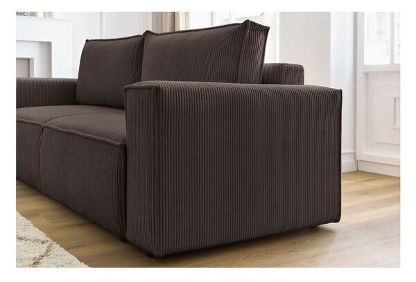 Smeđe-siva sklopiva sofa od samta 245 cm Nihad – Bobochic Paris